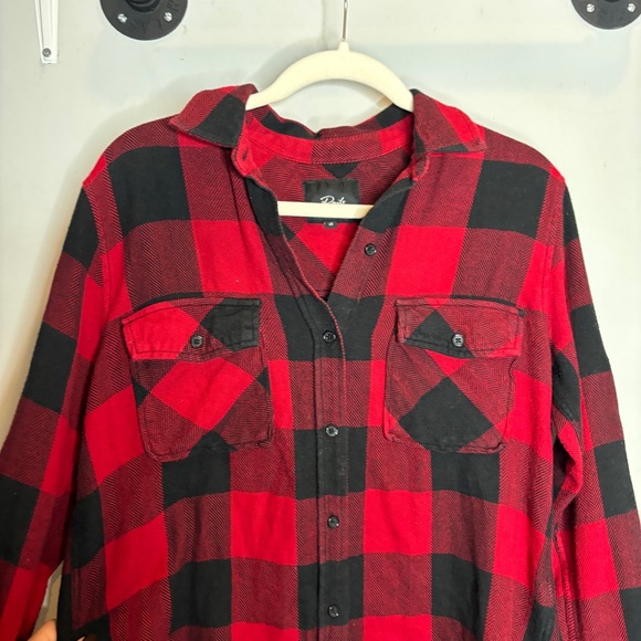 Rails Larsson Embroidered Frayed Plaid Shirt XS Red - Picture 5 of 12